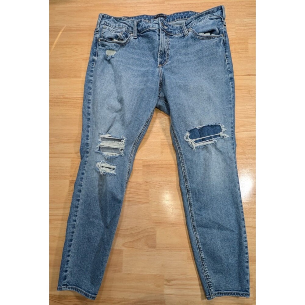 Silver Jeans Co Elyse Skinny Jeans Women Plus 16W Actual 36x28 Ripped Distressed